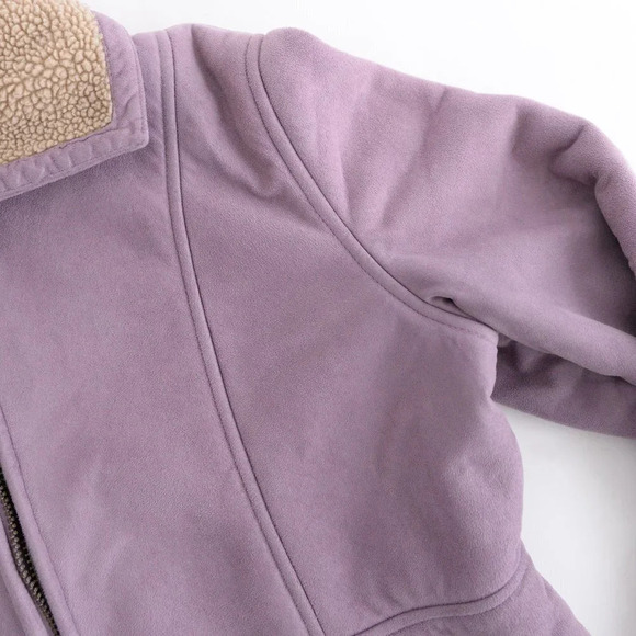 Vintage Cotton Ginny Lilac Faux  Sherpa Jacket Large - Picture 11 of 13